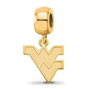 14k Gold Plated Silver West Virginia Univ. 'WV' Sm Dangle Bead Charm